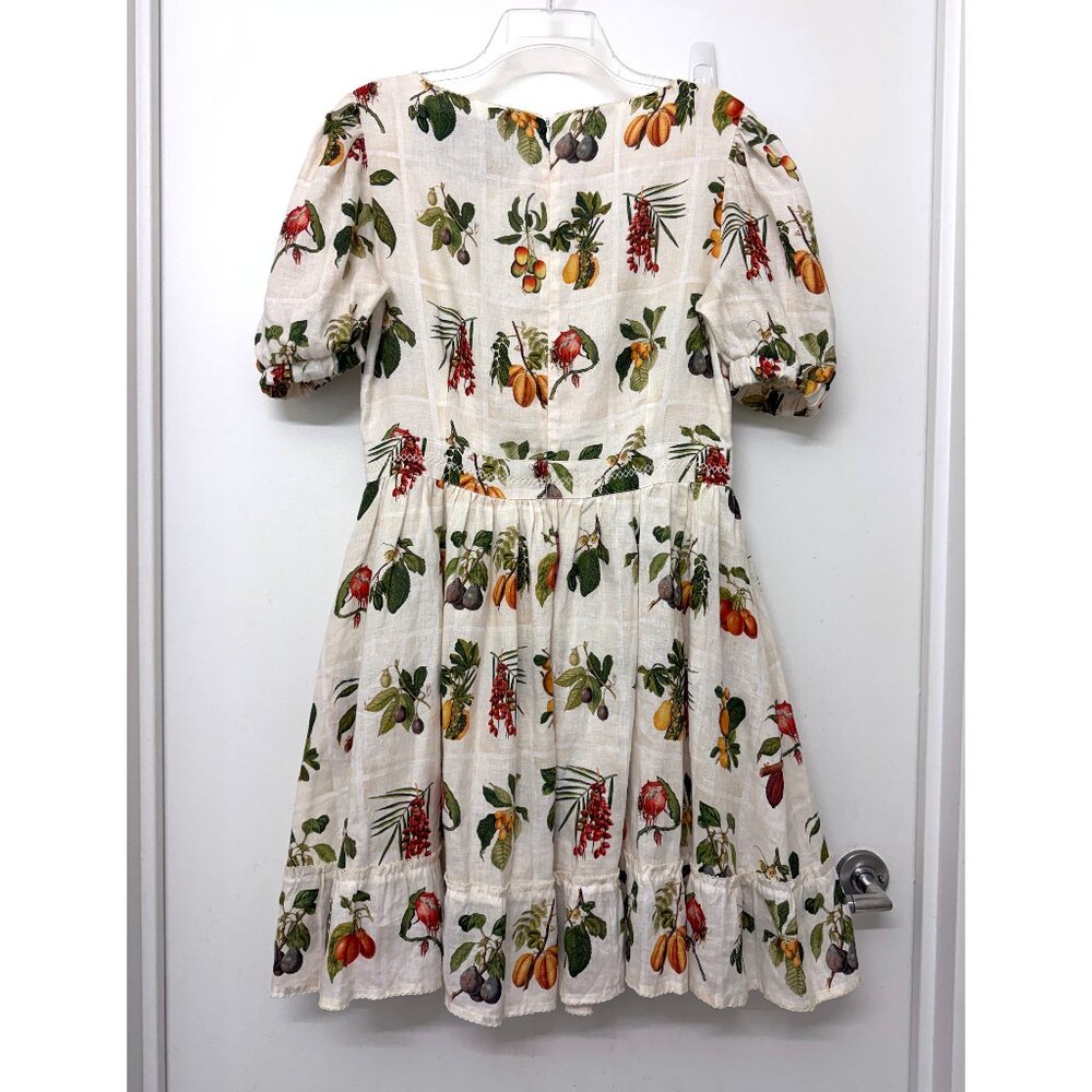 Agua Bendita Pomelo Frutas Mini Dress Linen White Fruit Floral Print XL - Picture 8 of 16